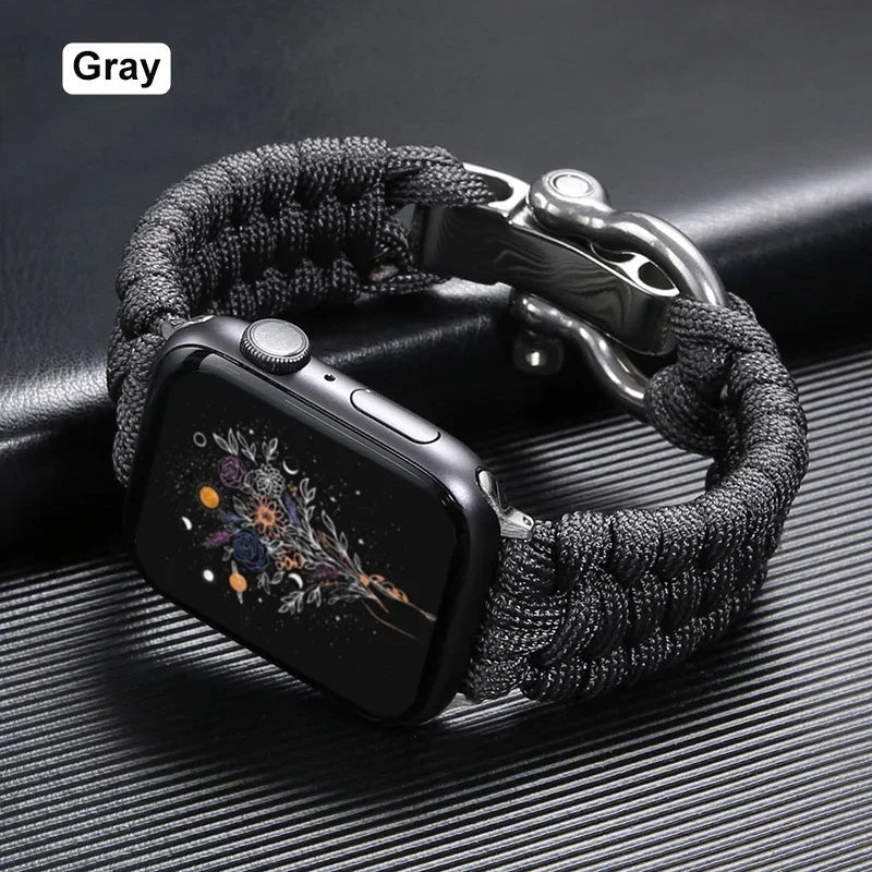 Survival Outdoor Braided Band for Apple Watch 49MM 45mm 44mm 42mm 41mm 40mm 38mm Strap for 7 6 5 4 8 9 SE Nylon Bracelet