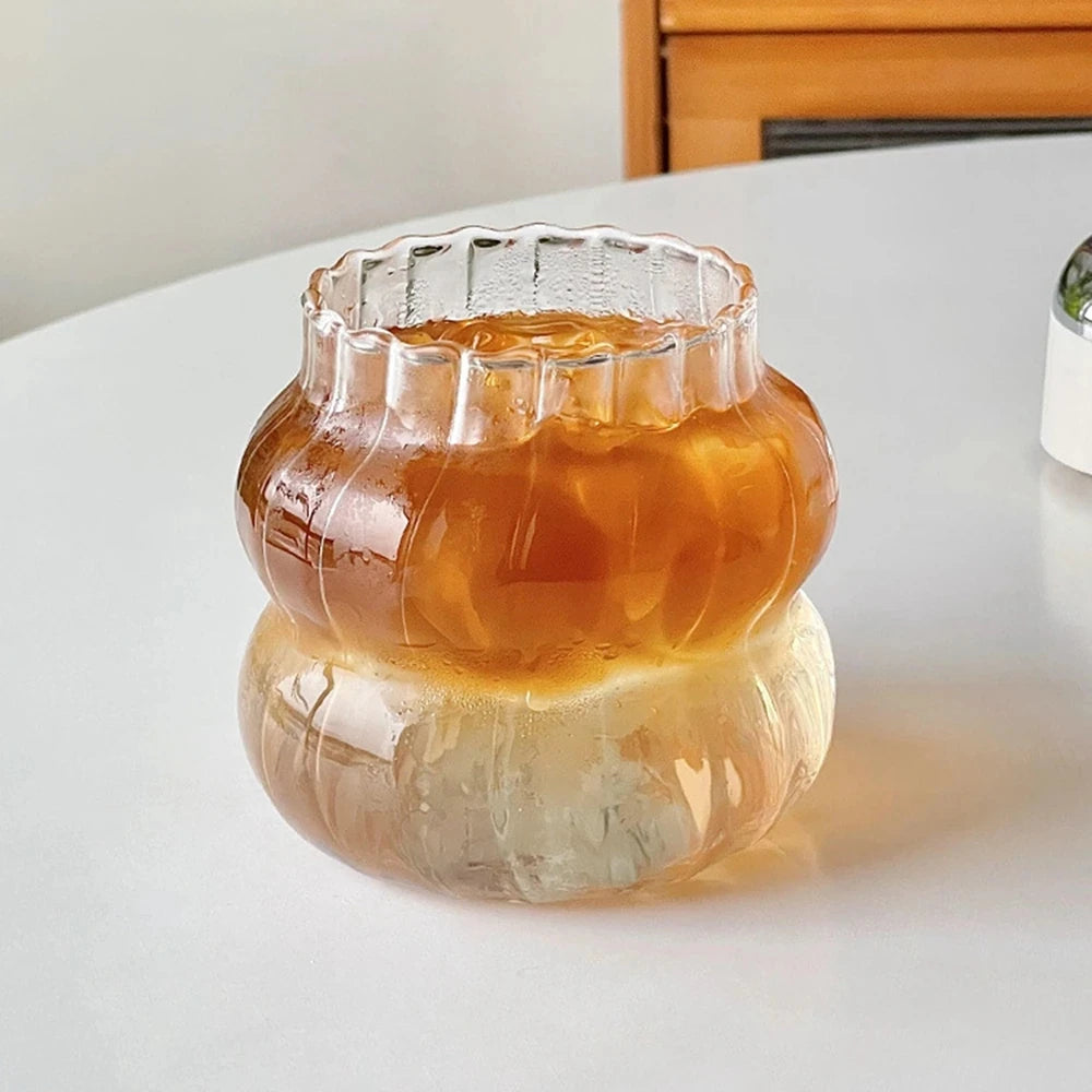 Ins Glass Cup Heat-resistant Tumbler Drinkware Transparent Tea Juice Milk Coffee Mug Home Water Glasses Stripe Mug 410/650/530ml