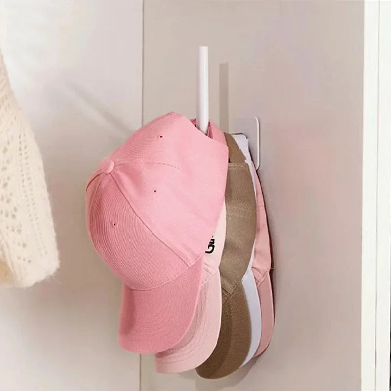 Multifunctional Adhesive Wall Hook Hanging Storage - Hats, Coats and Jackets, Purse, Keys, Utensils, Toilet Paper - Rack for Baseball Caps Storage Organizer No Drilling Required