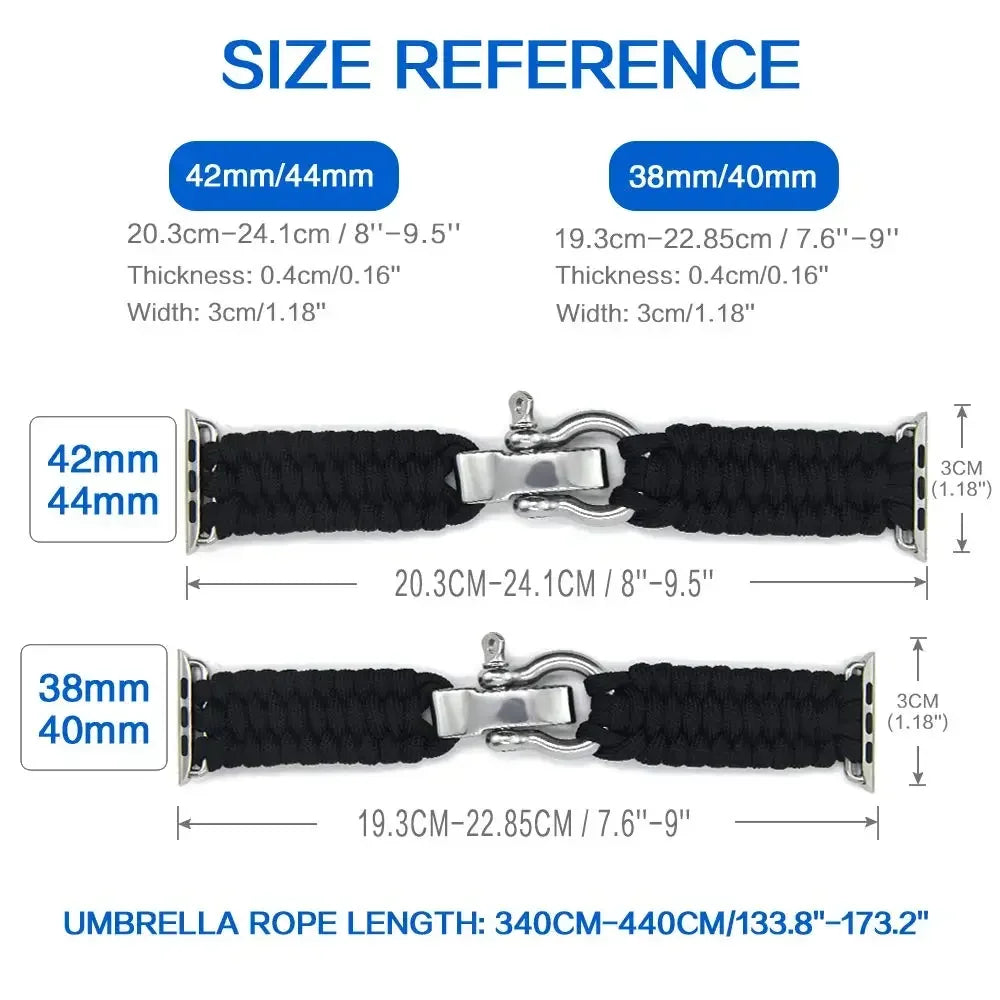 Survival Outdoor Braided Band for Apple Watch 49MM 45mm 44mm 42mm 41mm 40mm 38mm Strap for 7 6 5 4 8 9 SE Nylon Bracelet