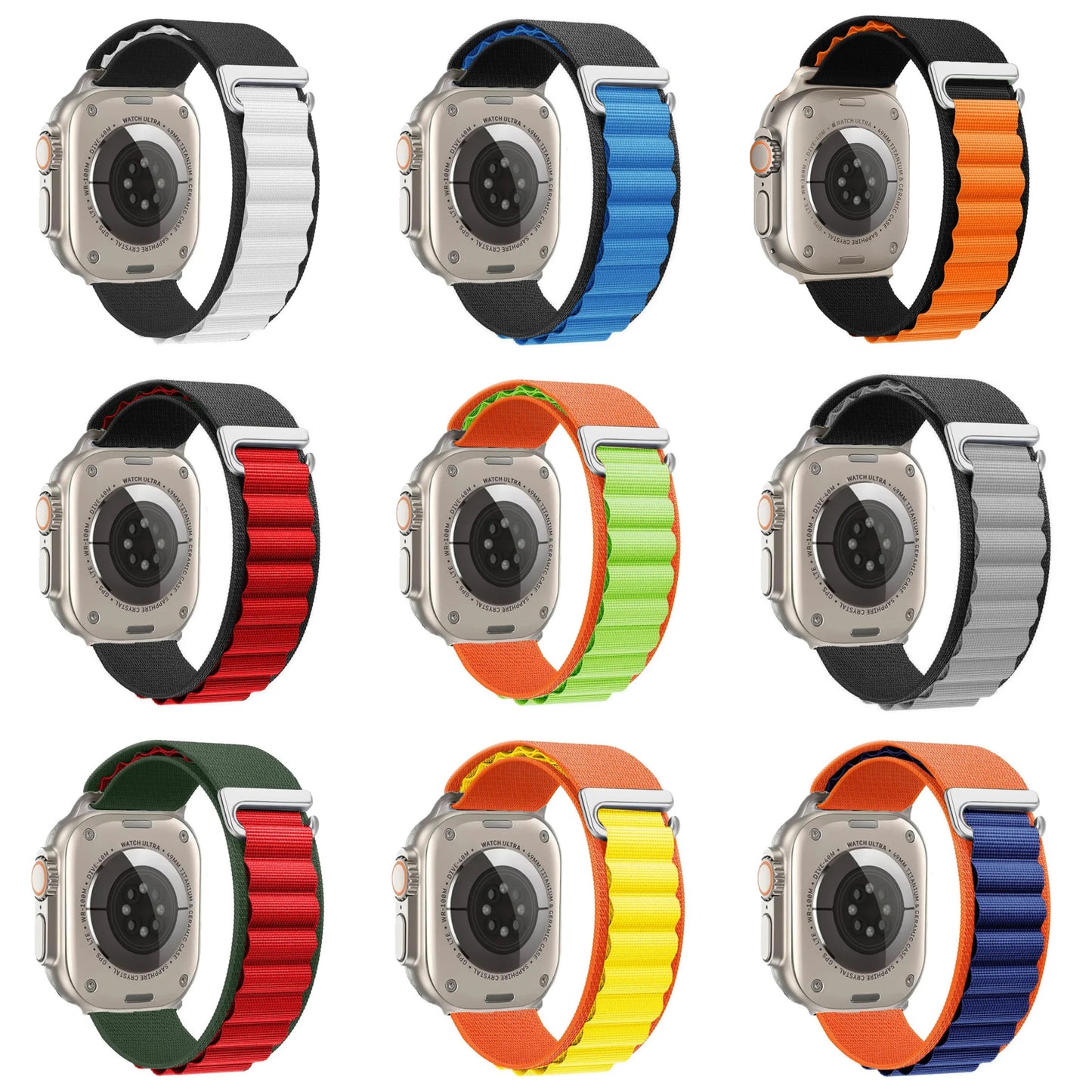 Dual Color Alpine Loop Bands for Apple Watch + Ultra 2 sizes 49mm 44mm 42mm 40mm 38mm