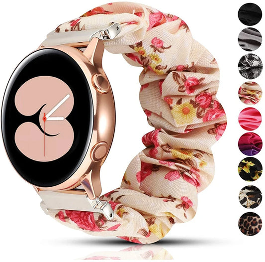 Scrunchie Watch Band for Samsung Galaxy Watch 4 40mm 44mm Band AND Samsung Galaxy Watch4 Classic 42/46mm also fits other watches with 20mm and 22mm Band Width UPGRADED ELASTIC DESIGN