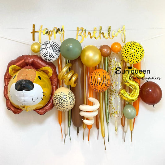 Safari Jungle animal lion theme birthday party decoration Baby Shower boy 1st 2 3 4 5 6 year old party Balloons Golden Balloon