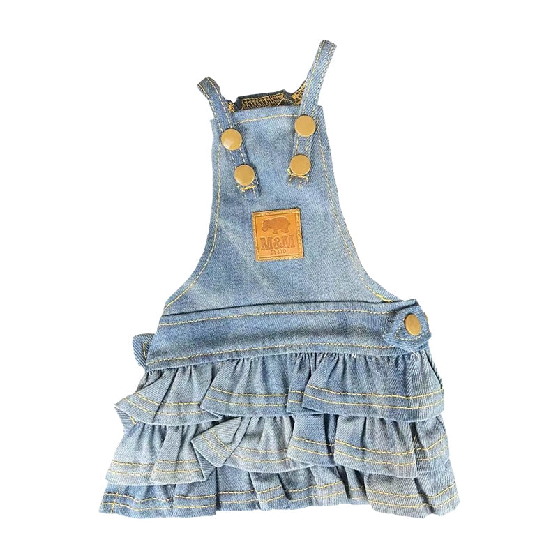 DOGGY DRIP Pet Denim Skirt Two-Tone Casual Teddy Bichon Dog Clothes Blue White Pet Clothes