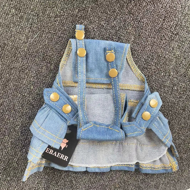 DOGGY DRIP Pet Denim Skirt Two-Tone Casual Teddy Bichon Dog Clothes Blue White Pet Clothes