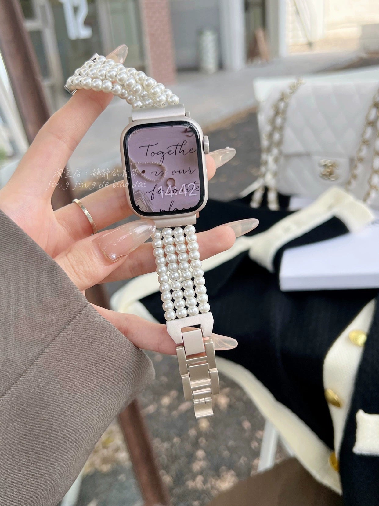 New Arrival Chic Elegant Replacement Bands and Bezels for Apple Watch 1-9/SE S9 apple watch 9 Generation 876se made of Stainless Steel Rhinestones Pearls and MORE