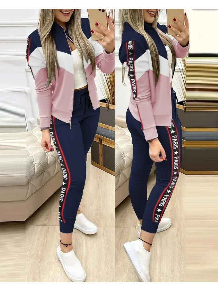 2 Piece Set Woman Trouser Suits - Jacket and Pants Tracksuit - Sportswear Casual Jogging Suit Plus Size Available