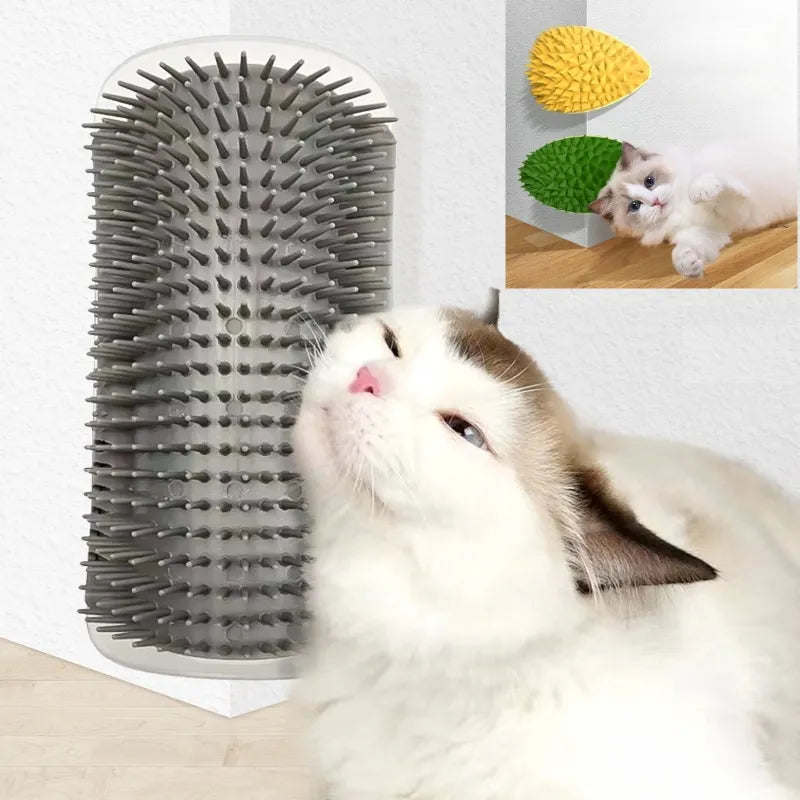 Mounted Cat Scratcher Massage Post - Cat Scratching Post - Pets Brush Remove Hair Comb Grooming for Dogs Cats - Space Saving Easy Installation No Nailing Required