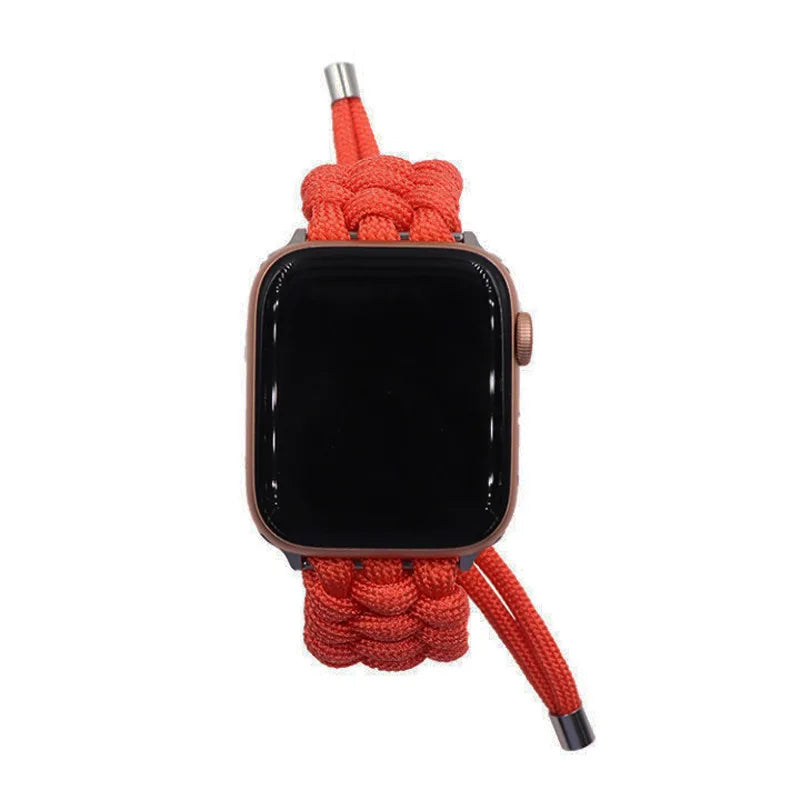 Nylon Woven Paracord Survival Strap For Apple Watch Band SE/7/6/5/4 - 45mm/ 40mm/ 44mm/ 38mm/ 42mm/ 41mm Sport Bracelet Band