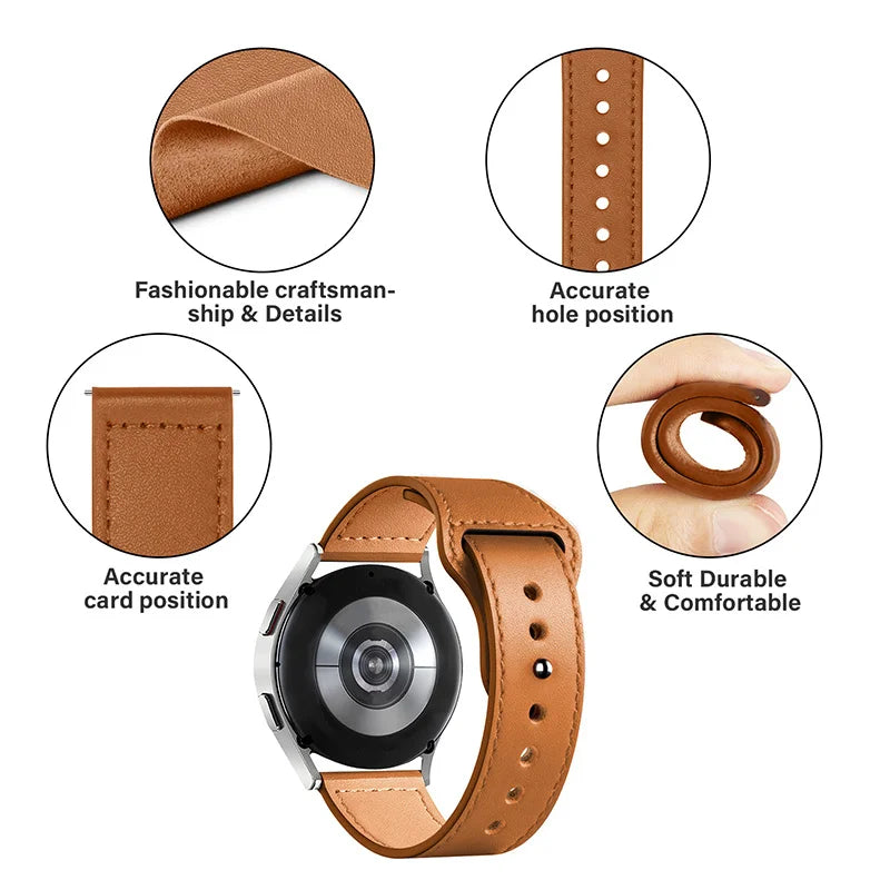 leather watch band strap For Samsung Galaxy watch 6/5/pro/4/Classic/Active 2 20mm 22mm bracelet correa huawei watch gt 4-2-3 pro band