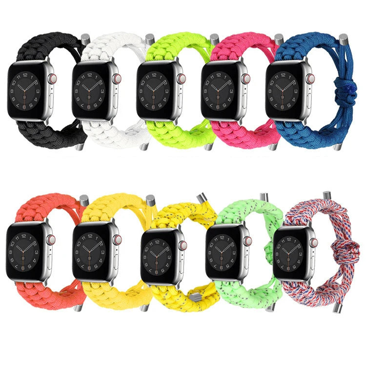 Nylon Woven Paracord Survival Strap For Apple Watch Band SE/7/6/5/4 - 45mm/ 40mm/ 44mm/ 38mm/ 42mm/ 41mm Sport Bracelet Band