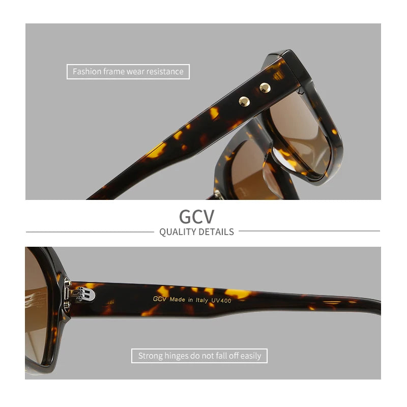 GCV Brand Acetate Square Rectangular Polarized Sunglasses Man Women Fashion Outdoors Eyewear Uv400 Quality Of Luxury Goods. Comparable to PRADA