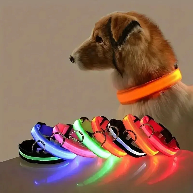 LED Night Safety Flashing Glow In The Dark Dog Collars Luminous Fluorescent Pet Dog Collar Nylon