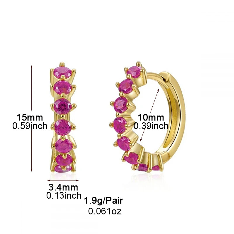 Gold Plated CZ Fashion Hoop Earrings Set Zircon Dangle Earrings - Party Wedding or Everyday Jewelry