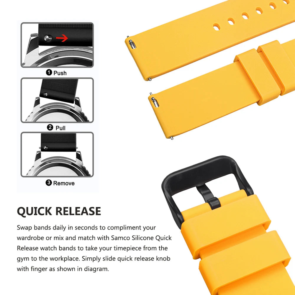 Silicone Watch Bands 16 mm Soft Quick Release Rubber Watch Bands Samsung Galaxy, Garmin Huawei Watch Straps