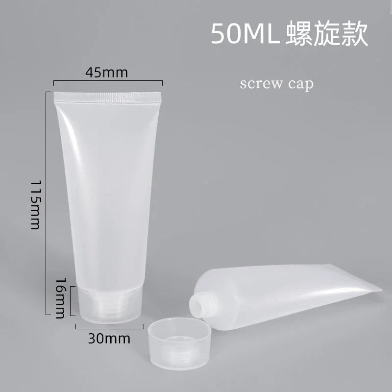 10Pcs Empty Refillable Plastic Squeeze Tubes Transparent Cosmetic Containers Soft Tube Travel Bottle with Flip Lid & Screw Cover 5ml 10ml 20ml 30ml 50ml 100ml