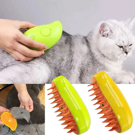 Cat Steam Brush Electric Spray - Pet Grooming Comb Brush - Soft Silicone Depilation Cats Bath Hair Brush Grooming Supplies