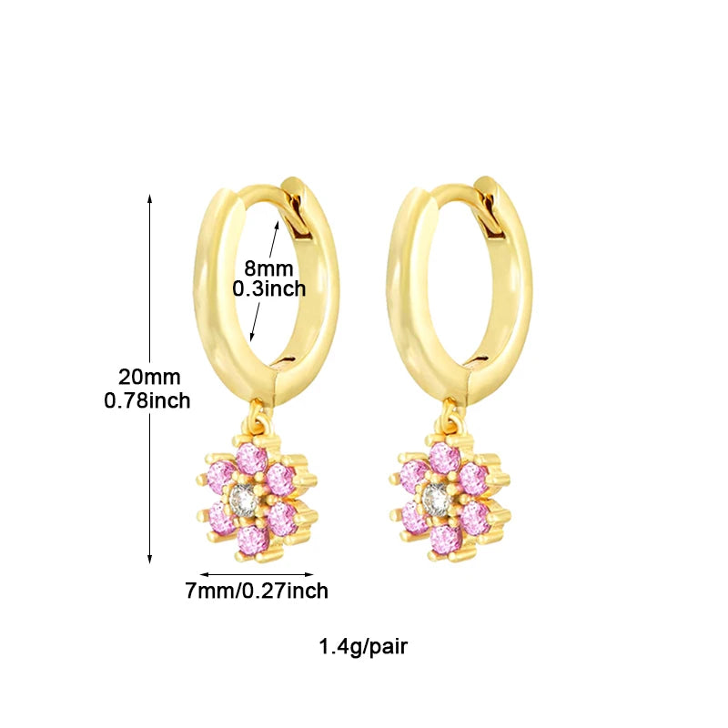 Gold Plated CZ Fashion Hoop Earrings Set Zircon Dangle Earrings - Party Wedding or Everyday Jewelry