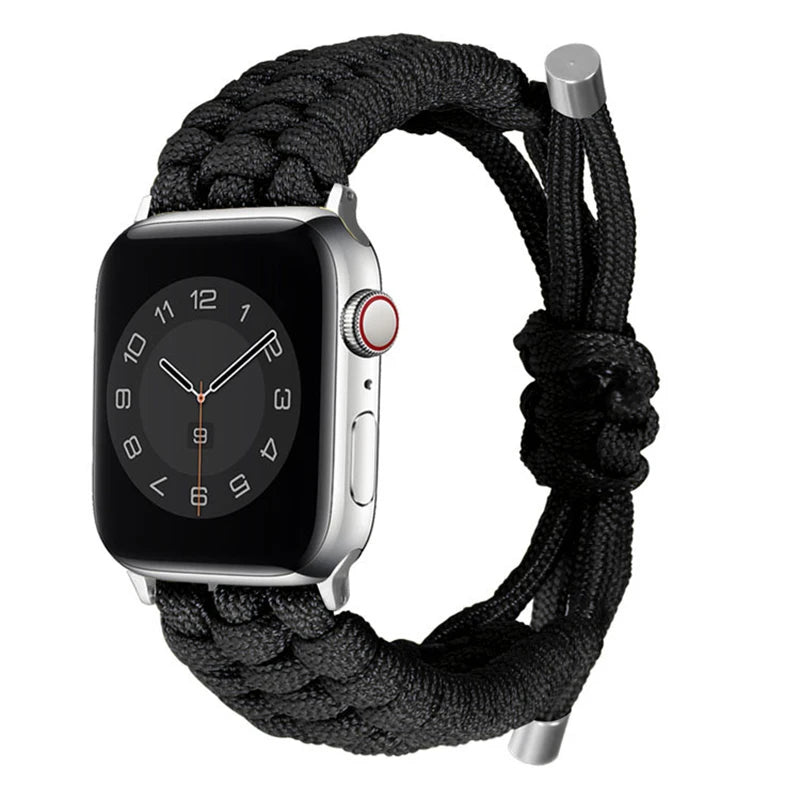 Nylon Woven Paracord Survival Strap For Apple Watch Band SE/7/6/5/4 - 45mm/ 40mm/ 44mm/ 38mm/ 42mm/ 41mm Sport Bracelet Band