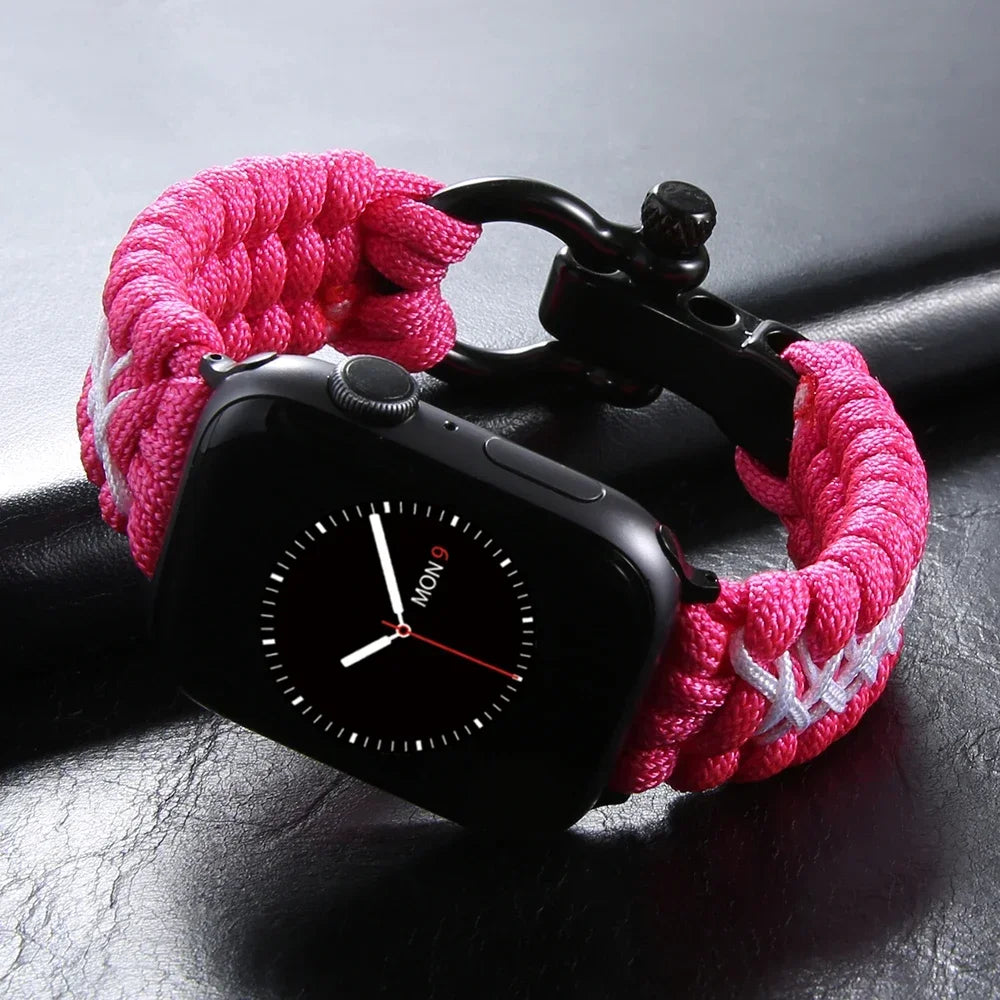 Survival Outdoor Braided Band for Apple Watch 49MM 45mm 44mm 42mm 41mm 40mm 38mm Strap for 7 6 5 4 8 9 SE Nylon Bracelet