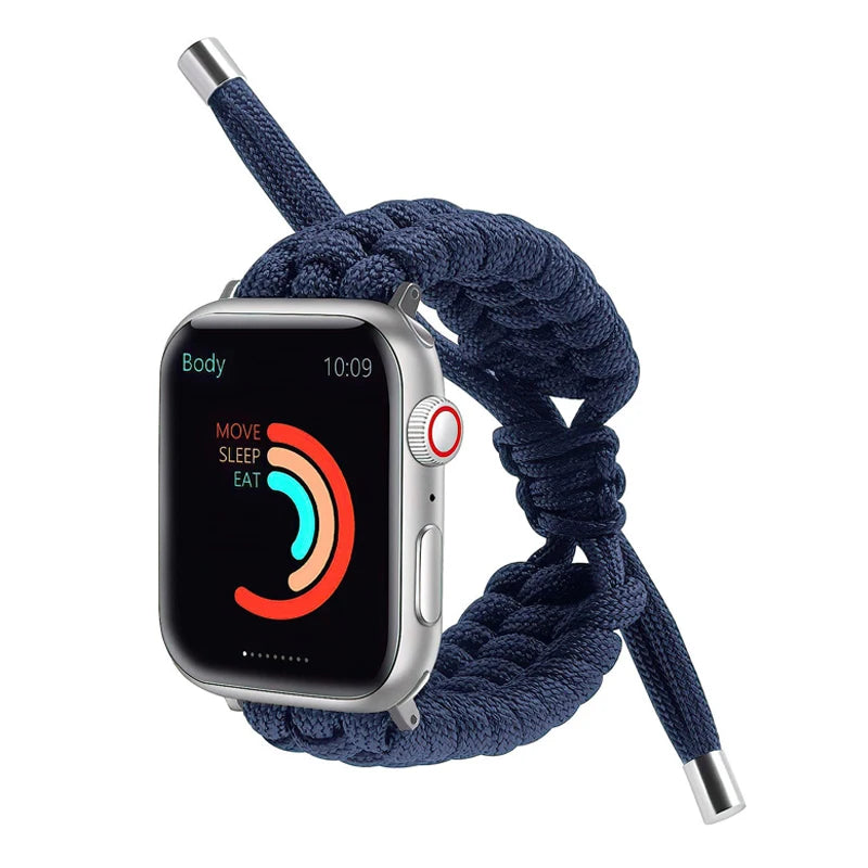 Nylon Woven Paracord Survival Strap For Apple Watch Band SE/7/6/5/4 - 45mm/ 40mm/ 44mm/ 38mm/ 42mm/ 41mm Sport Bracelet Band