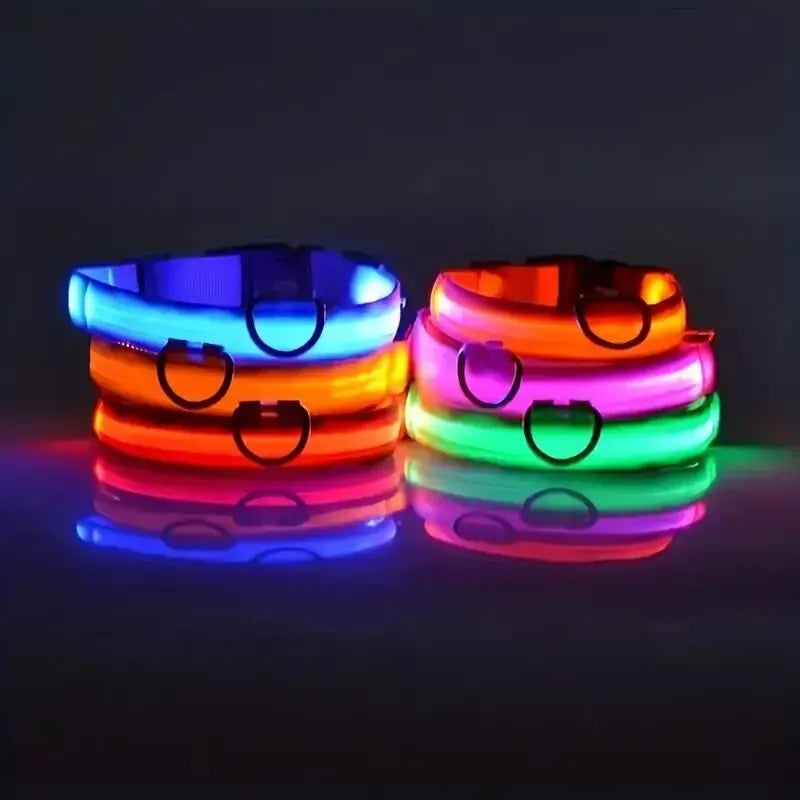 LED Night Safety Flashing Glow In The Dark Dog Collars Luminous Fluorescent Pet Dog Collar Nylon