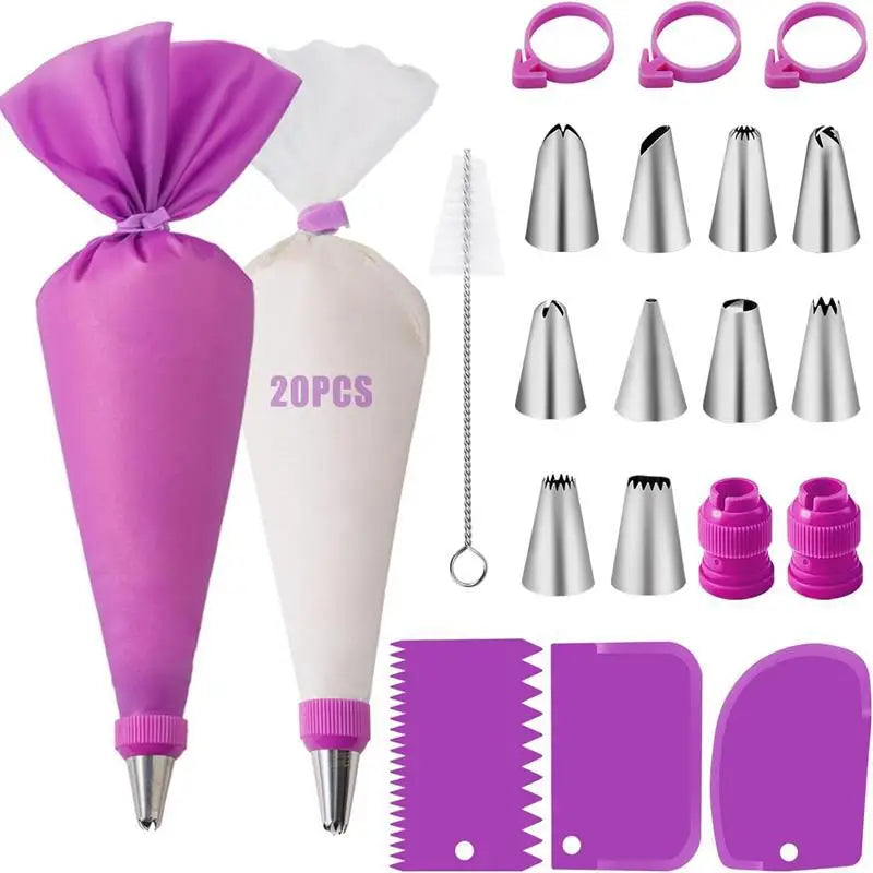 Silicone Cake decorating bag stainless steel decorating tip set cake decorating nozzle Kitchen DIY Cake baking tools