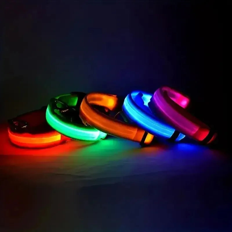 LED Night Safety Flashing Glow In The Dark Dog Collars Luminous Fluorescent Pet Dog Collar Nylon