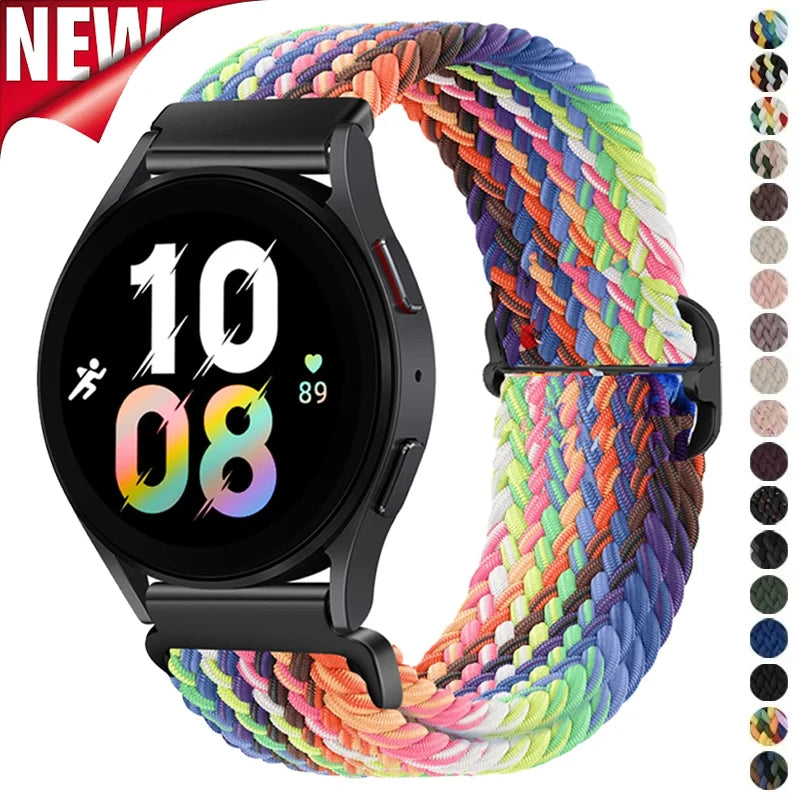 Nylon Strap for Samsung Galaxy Watch 6 5 4 40mm 44mm 6 4Classic 43/47mm 20mm 22mm Braided Solo Loop Band for Huawei Watch 3 4Pro