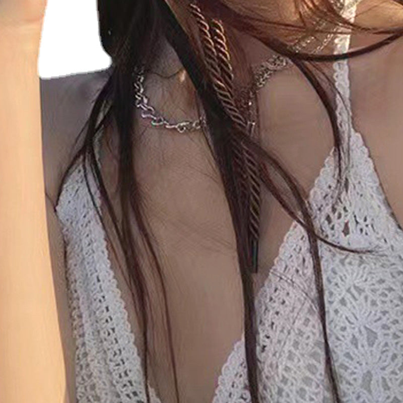 Handmade Crochet Halter Top – Boho Fringe Festival knit Crop Top Tank