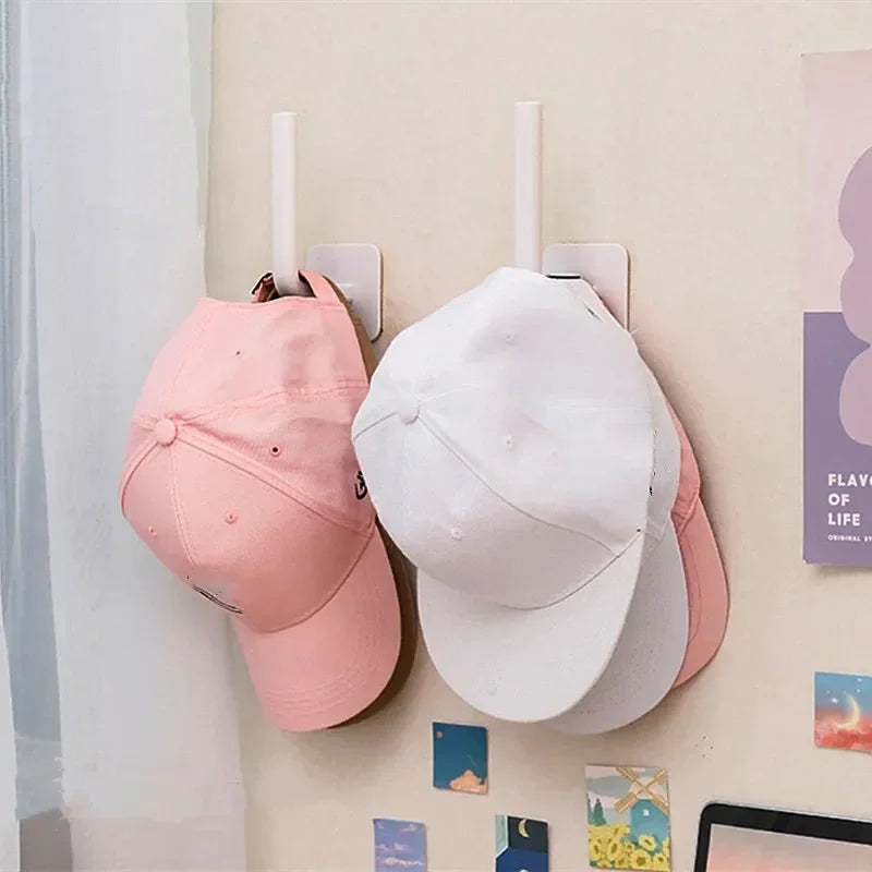 Multifunctional Adhesive Wall Hook Hanging Storage - Hats, Coats and Jackets, Purse, Keys, Utensils, Toilet Paper  - Rack for Baseball Caps Storage Organizer No Drilling Required