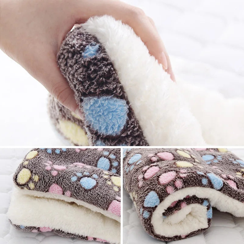 Pet Bed and Blanket Sleeping Mat Dog Bed Cat Bed Soft Hair Thickened Blanket Pad Fleece Home Washable Warm Pattern Blanket Pet Supplies