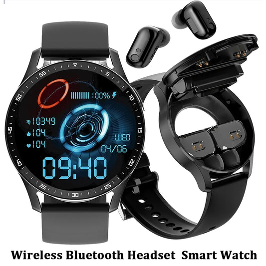 2 in 1 Smart Watch With Bluetooth Earbuds TWS Heart Rate Blood Pressure Monitor