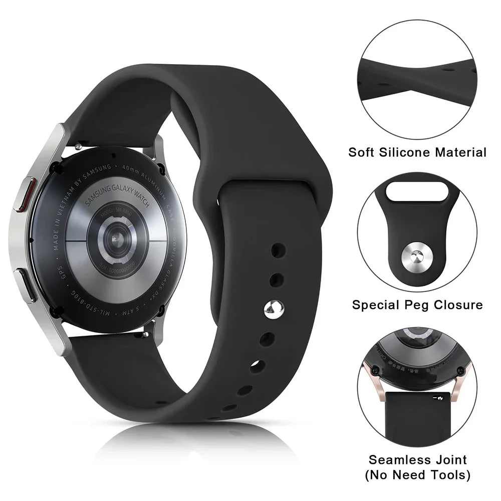 20mm 22mm strap For Samsung Galaxy watch 6/5/4/6 Classic/5 pro/4/Active 2 Silicone bracelet Huawei watch GT 4-2-2e-3-3 pro band Amazfit Xiaomi