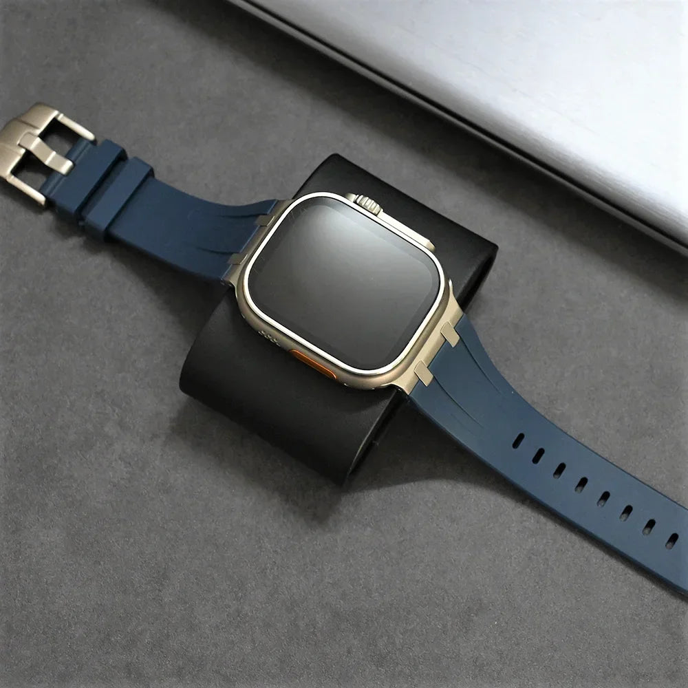 Titanium Color Silicone Band For Apple Watch Ultra 2 49mm Series 9 45mm Strap For iWatch 8 7 6 5 SE 4 44mm 42mm