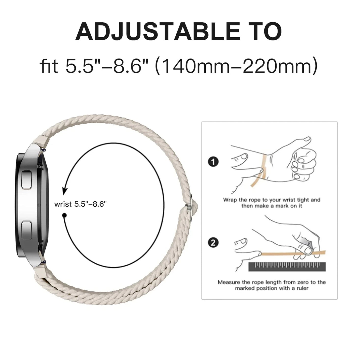 Nylon Strap for Samsung Galaxy Watch 6 5 4 40mm 44mm 6 4Classic 43/47mm 20mm 22mm Braided Solo Loop Band for Huawei Watch 3 4Pro