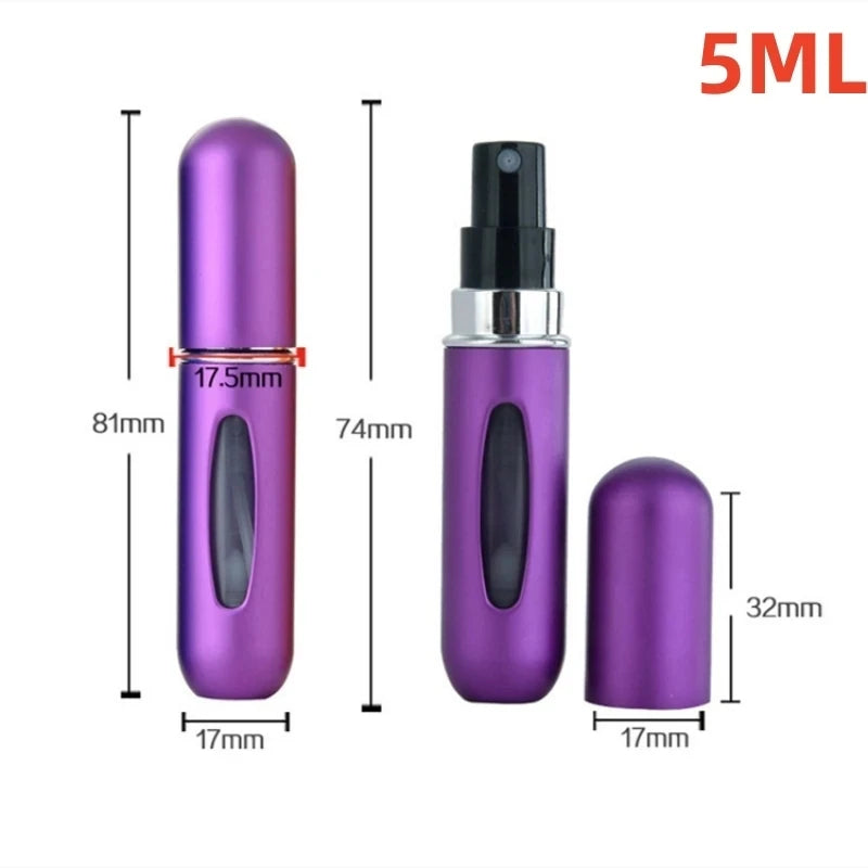 5/8ml Multi Color Aluminum Mini Perfume Bottle with Spray Pump Portable Empty Refillable Atomizer Bottle for Travel Essential