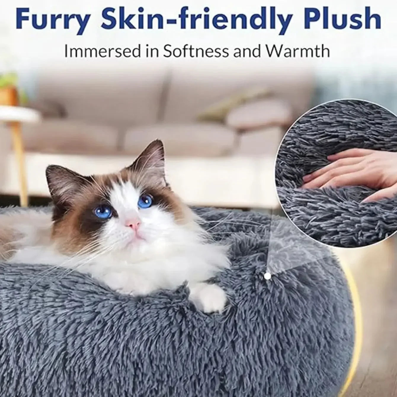 40-90cm Round Pet Bed for Small and Large Pets Dog or Cat Bed Super Soft Plush Great Winter Warm Sleeping