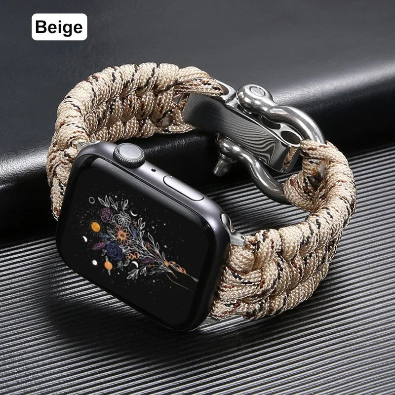 Survival Outdoor Braided Band for Apple Watch 49MM 45mm 44mm 42mm 41mm 40mm 38mm Strap for 7 6 5 4 8 9 SE Nylon Bracelet