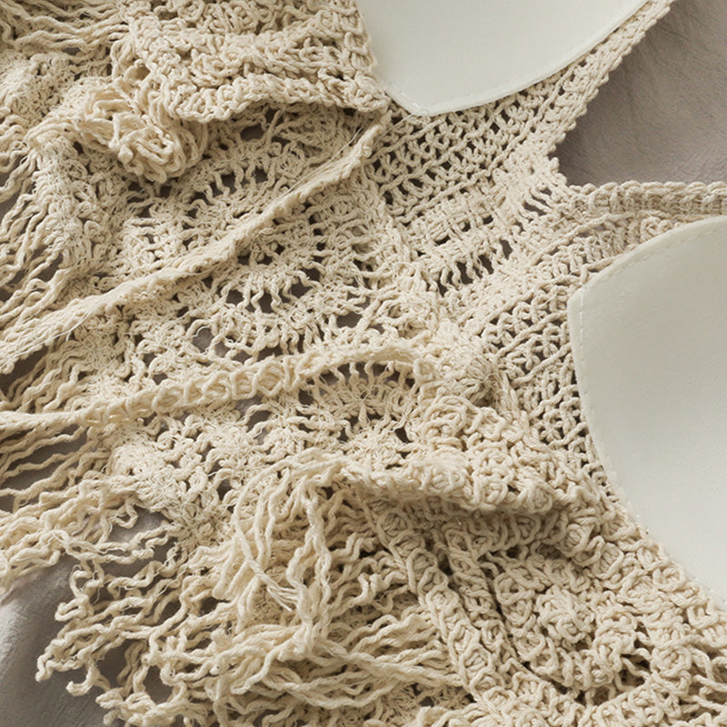 Handmade Crochet Halter Top – Boho Fringe Festival knit Crop Top Tank
