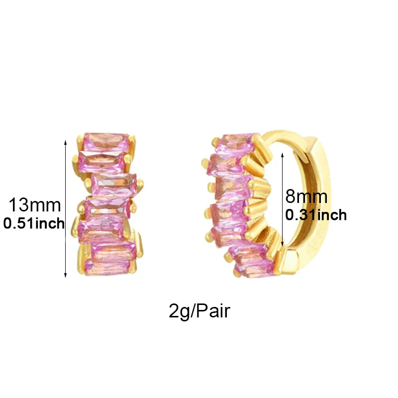 Gold Plated CZ Fashion Hoop Earrings Set Zircon Dangle Earrings - Party Wedding or Everyday Jewelry