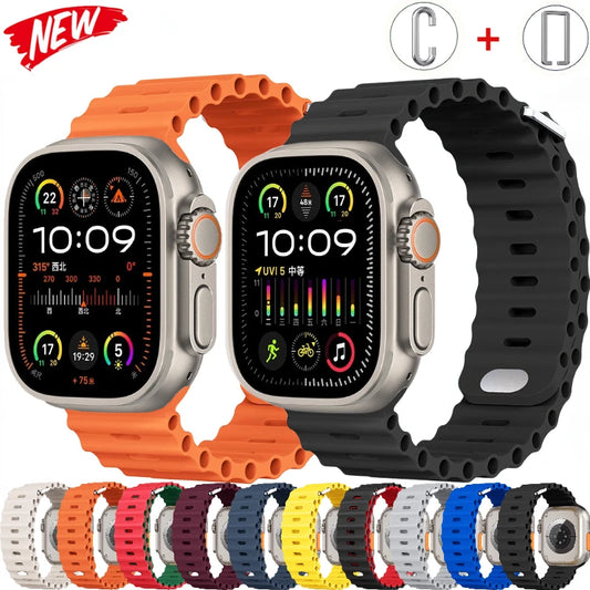 Ocean strap For Apple Watch Ultra 2 Band 49mm 9 8 7 45mm 41mm Silicone Bracelet Wristband iWatch 6 5 4 3 SE 44mm 40mm 42mm band