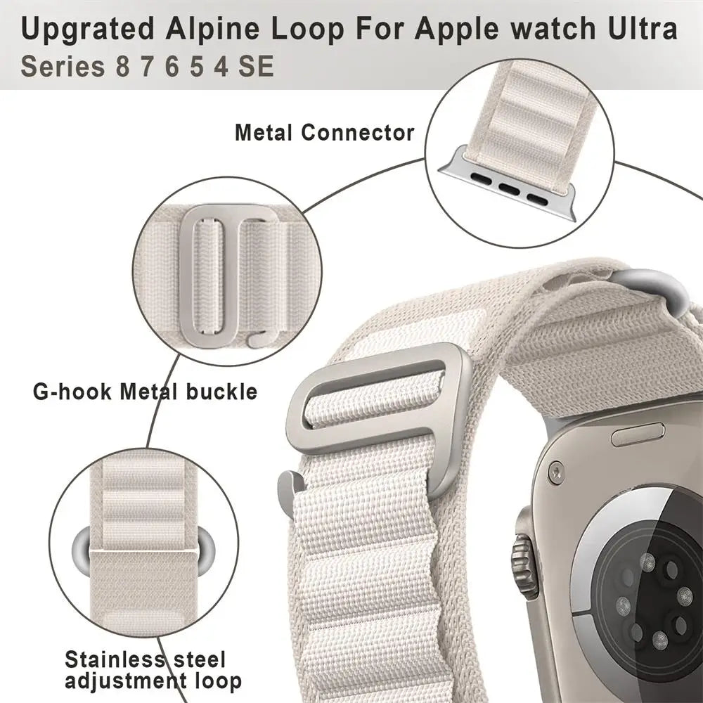 Alpine loop for Apple watch Ultra band 49mm 44mm 45mm 40mm 41mm 42mm 45 44 mm Nylon bracelet iwatch series 8 9 7 6 5 4 SE bands