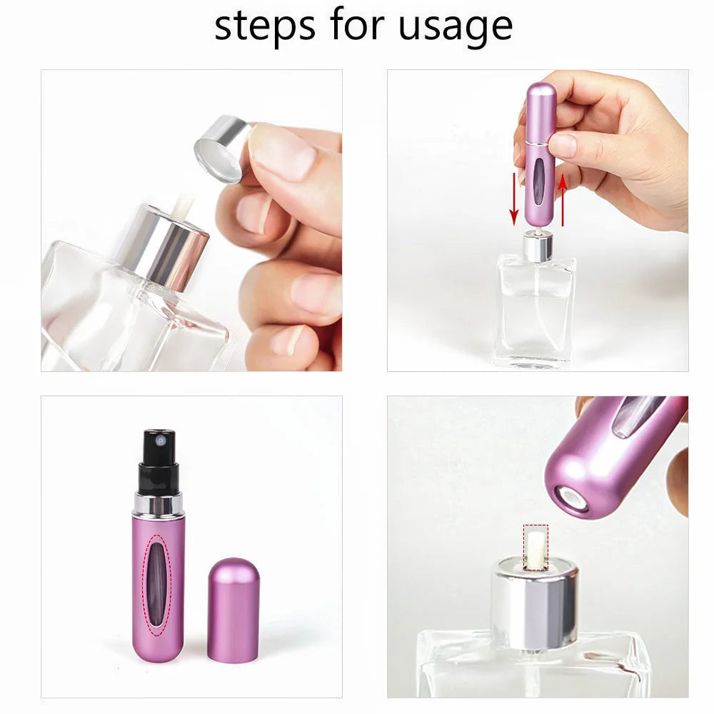 5/8ml Multi Color Aluminum Mini Perfume Bottle with Spray Pump Portable Empty Refillable Atomizer Bottle for Travel Essential