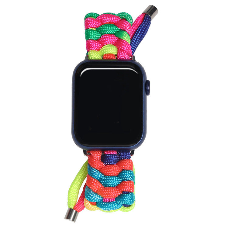 Nylon Woven Paracord Survival Strap For Apple Watch Band SE/7/6/5/4 - 45mm/ 40mm/ 44mm/ 38mm/ 42mm/ 41mm Sport Bracelet Band