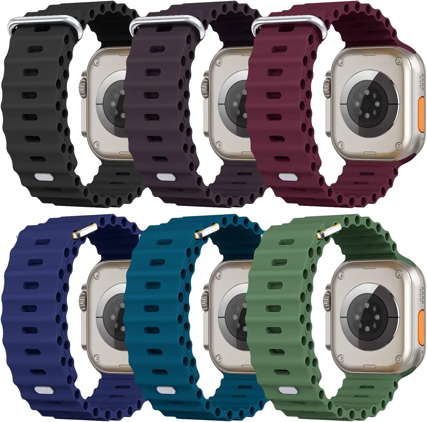 Ocean strap For Apple Watch Ultra 2 Band 49mm 9 8 7 45mm 41mm Silicone Bracelet Wristband iWatch 6 5 4 3 SE 44mm 40mm 42mm band