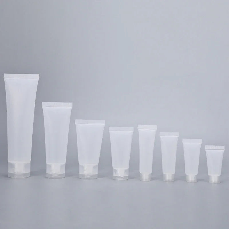 10Pcs Empty Refillable Plastic Squeeze Tubes Transparent Cosmetic Containers Soft Tube Travel Bottle with Flip Lid & Screw Cover 5ml 10ml 20ml 30ml 50ml 100ml