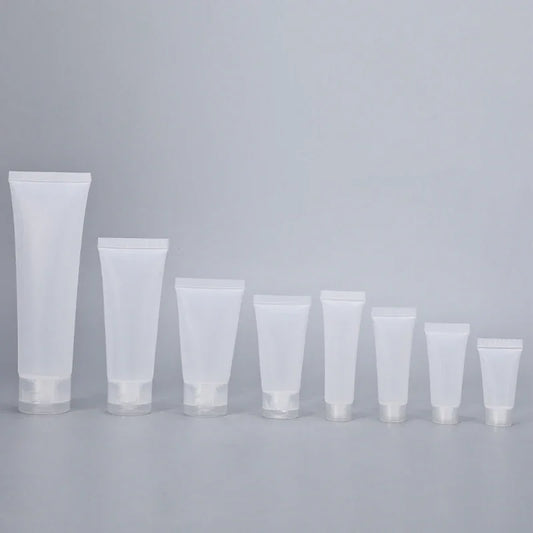 10Pcs Empty Refillable Plastic Squeeze Tubes Transparent Cosmetic Containers Soft Tube Travel Bottle with Flip Lid & Screw Cover 5ml 10ml 20ml 30ml 50ml 100ml