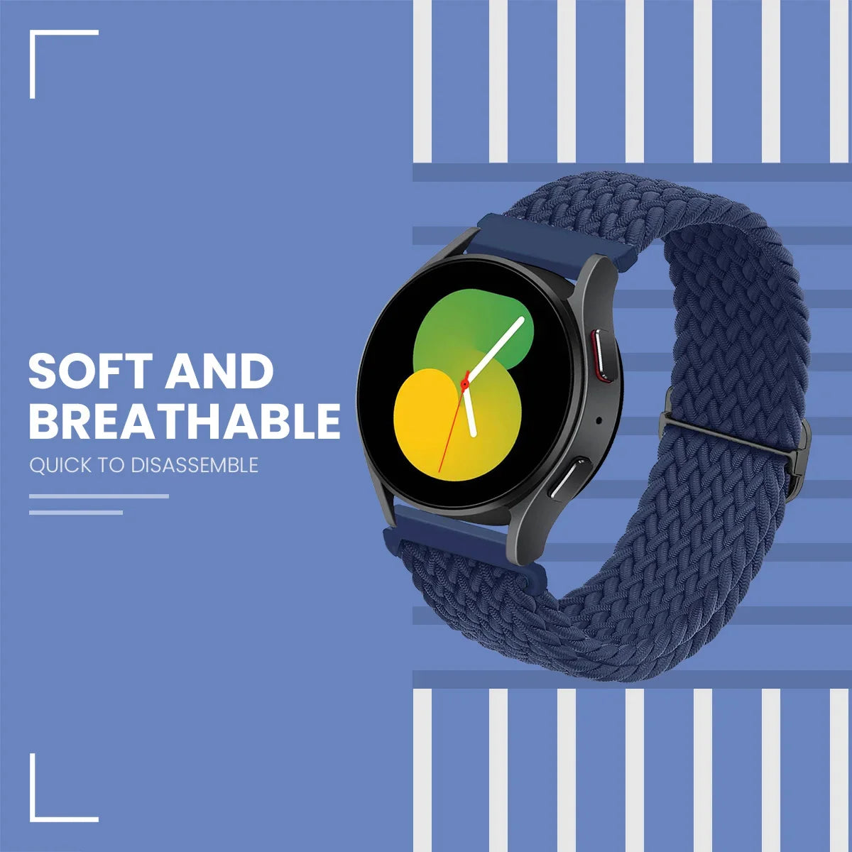 Nylon Strap for Samsung Galaxy Watch 6 5 4 40mm 44mm 6 4Classic 43/47mm 20mm 22mm Braided Solo Loop Band for Huawei Watch 3 4Pro