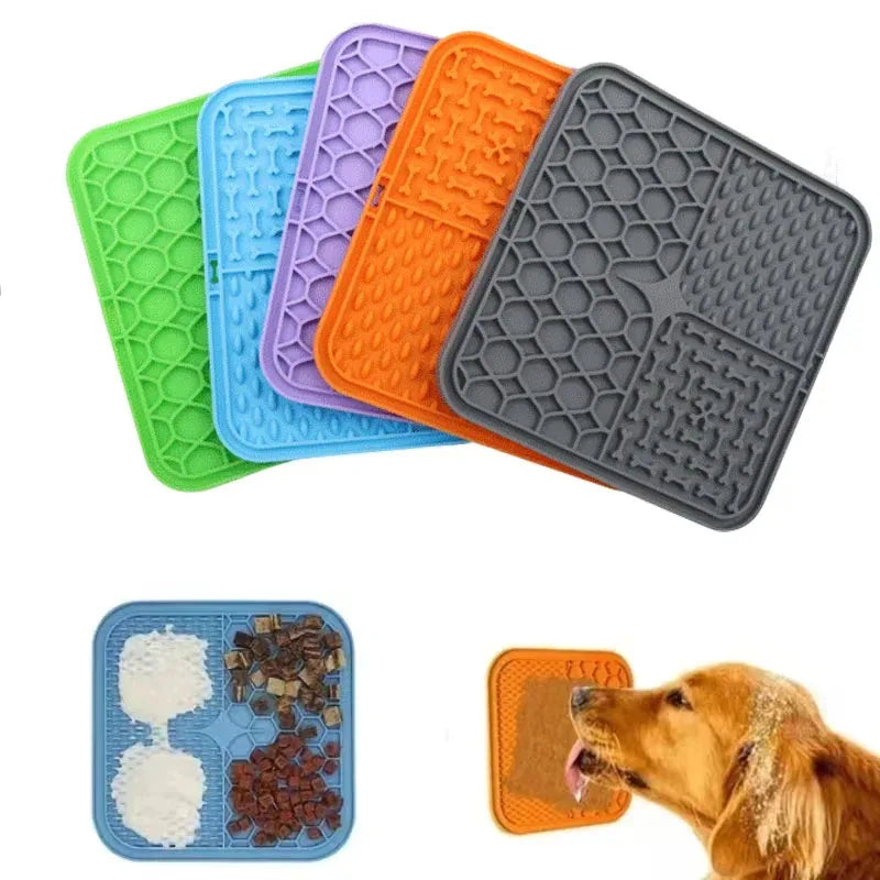 Pet Plate Lick Mat for Dogs Pet Slow Food Plate Dog Bathing Distraction Silicone Mat Dog Sucker Food Training Dog Feeding Supplies